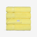 SALBAKOS 100% Turkish Cotton Bath Towel Set of 4 27x54 inch | Heirloom Quality | Hotel & Spa Collection | Soft, Super Absorbent, Long Lasting Bath Towels | Made in Turkey (Yellow, 4 Bath Towels)