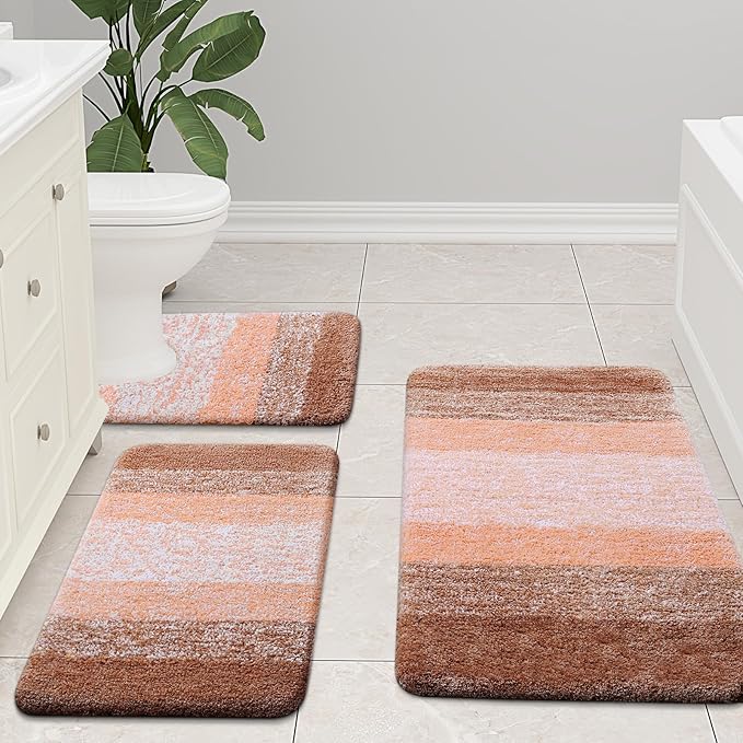 Arotive Microfiber Bathroom Rugs, Shaggy Soft and Absorbent Bath Rug, Non-Slip, Thick Plush Machine Washable Dry Bath Mats for Bathroom, Tub and Shower, 30x20, Orange, Rectangular