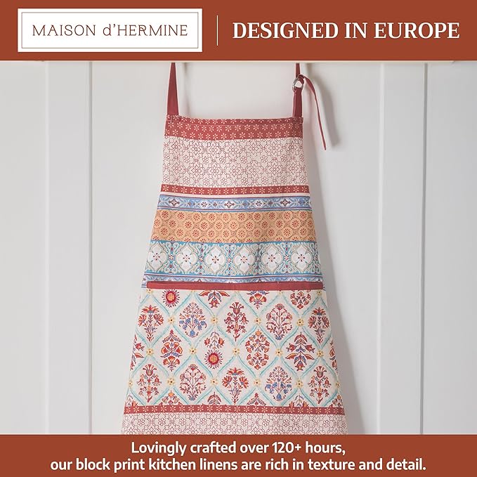 Maison d' Hermine 100% Cotton Apron for women with Pocket Kitchen Chef Apron for Men Cooking Gardening Server Waitress