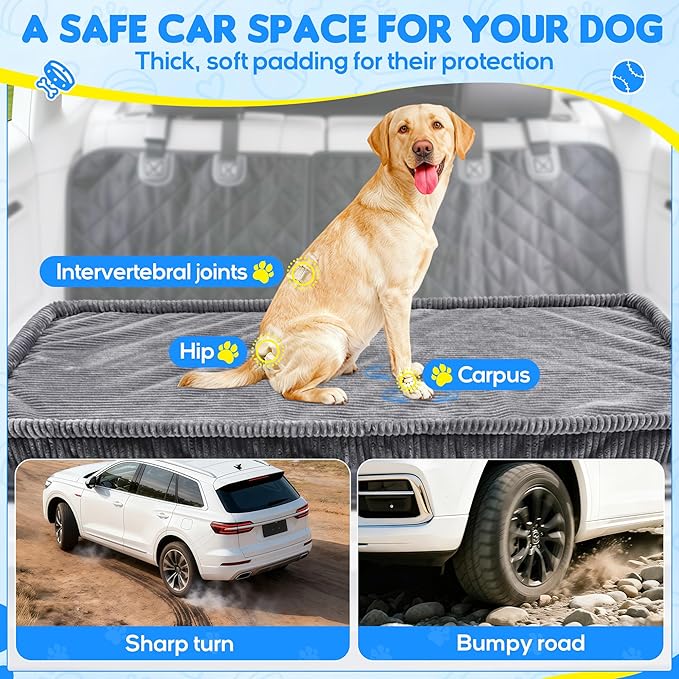 Dog Car Bed, Non-Slip Backseat Extender Pet Mat, Removable Washable Dog Bed for SUVs, Sedans & Trucks, Anti-Slip Travel Bed for Dogs, Easy Clean & Scratch-Proof & Comfort (56"x28.7")