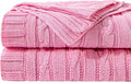 NTBAY 100% Pure Cotton Cable Knit Throw Blanket, Super Soft Warm 51x67 Knitted Throw Blanket for Couch, Sofa, Chair, Bed - Extra Cozy, Machine Washable, Comfortable Home Decor, Pink