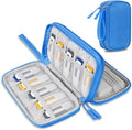 Lacdo USB Flash Drive Case Thumb Drive Holder Case Organizer Portable Electronic Accessories Storage Bag for SanDisk/SamData/Samsung USB Flash Drives Jump Drive Memory Stick, SD Card, Cable, Blue