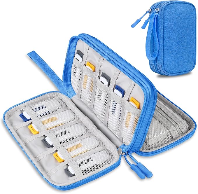 Lacdo USB Flash Drive Case Thumb Drive Holder Case Organizer Portable Electronic Accessories Storage Bag for SanDisk/SamData/Samsung USB Flash Drives Jump Drive Memory Stick, SD Card, Cable, Blue