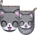 Mini Oven Mitts Cute,Silicone Oven Mitts Heat Resistant 500℉ with Non-Slip Grip and Soft Quilted Cotton Lining for Kitchen Cooking and Baking. Machine Washable-Cat