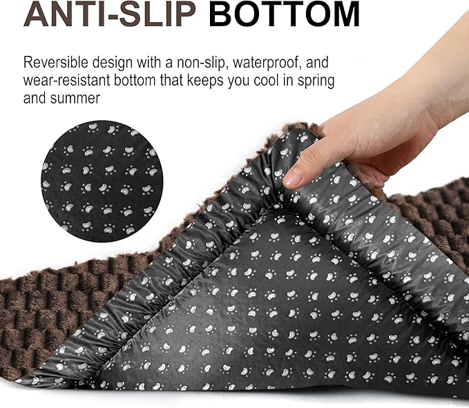 Dog Bed Crate Mat, Soft Durable Washable Anti-Slip Kennel Pad for Dogs & Cats, Reversible (Dark Brown, L(35"*23"*1.5"))