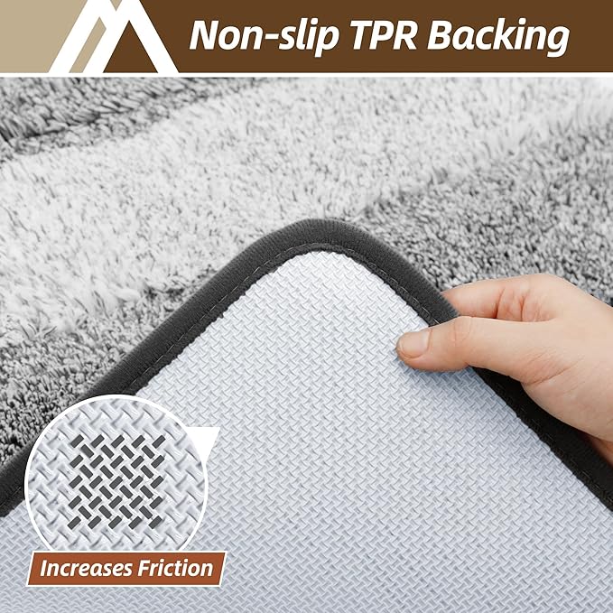 COSY HOMEER Bathroom Rugs 36"x24", Ultra Soft Absorbent Bath Mat with Non-Slip TPR Backing, Machine Washable Shaggy Rug for Bathroom Floor, Grey