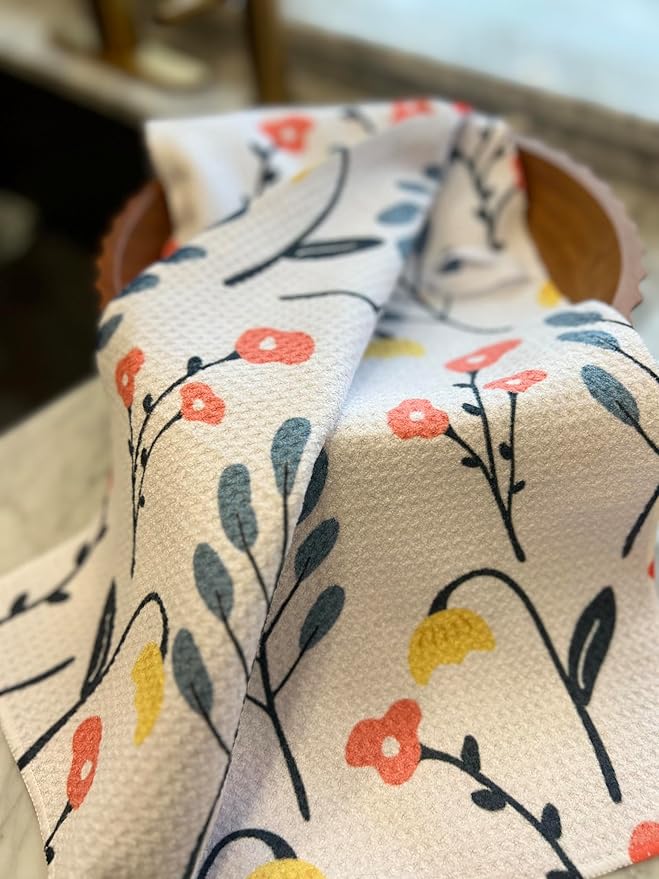 Desert Aqua || 2 Pack Double Sided|| Not Your Ordinary Dish Towels || Waffle Weave Microfiber || Tea Towels || Highly Absorbent || Hanging Loop || Dish Cloths || Designer Prints|| Navy