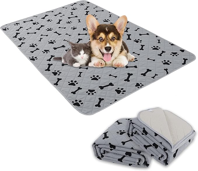 Dog Crate Pee Pads - Wahable Dog Rugs Non-Slip Puppy Pads for Small Dogs, Water Absorb Training Pads (2740 Gray)