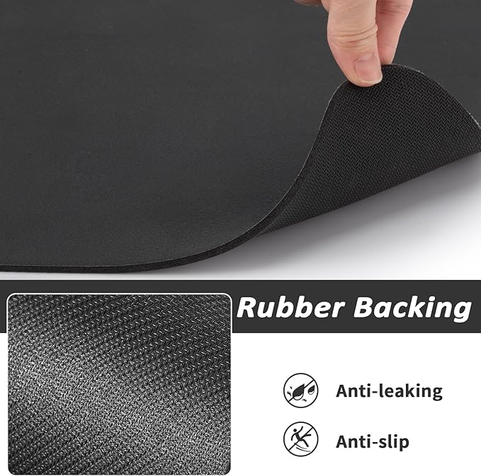 HotLive Dog Food Mat - Absorbent Cat Mat for Food and Water, No Stains Pet Feeding Bowl Mat, Easy to Clean Pet Placemats, Quick Dry Dog Water Dispenser Mat for Messy Drinkers | Black 18"x 34"
