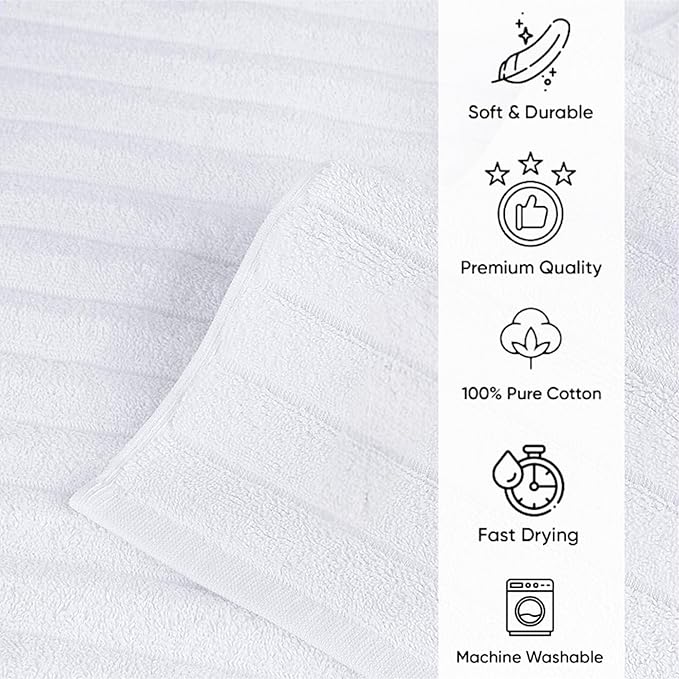 Classic Turkish Towels CTT - 2 Piece Bathroom Rugs Set, 100% Cotton Bath Mats, Comfy & Highly Absorbent Bathroom Floor Mats, Machine Washable | 20"x32" (White)