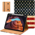DTTO for iPad (A16) 11th Generation Case 11 Inch 2025, iPad 10th Generation Case 10.9 Inch 2022, Premium Leather Business Folio Stand Cover with Pencil Holder - Auto Wake/Sleep, US Flag