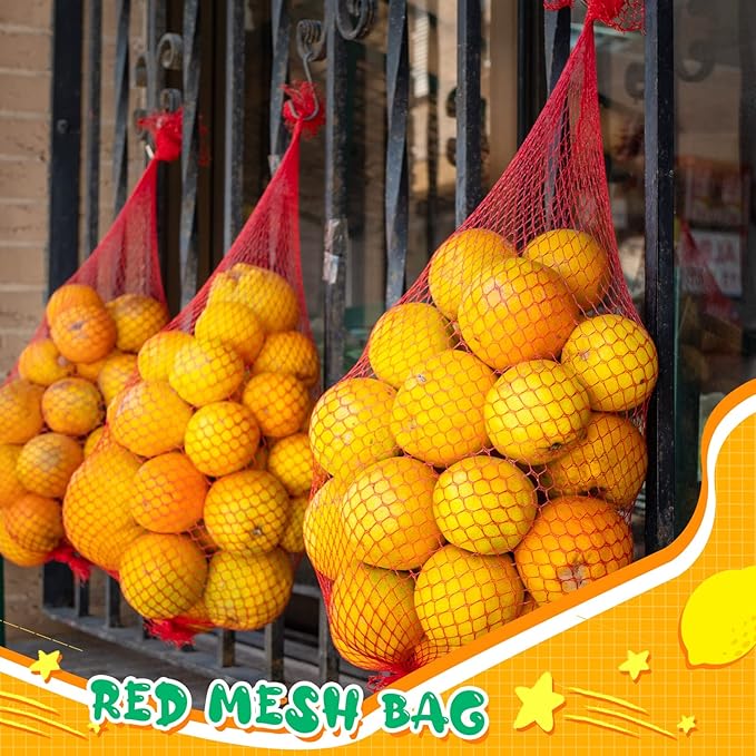 Treela 600 Pieces Reusable Mesh Bags Reusable Produce Seafood Onion Vegetable Storage Mesh Net Nylon Poly Bags for Crawfish Shellfish Crab Grocery Toys Fruits, 4 Sizes