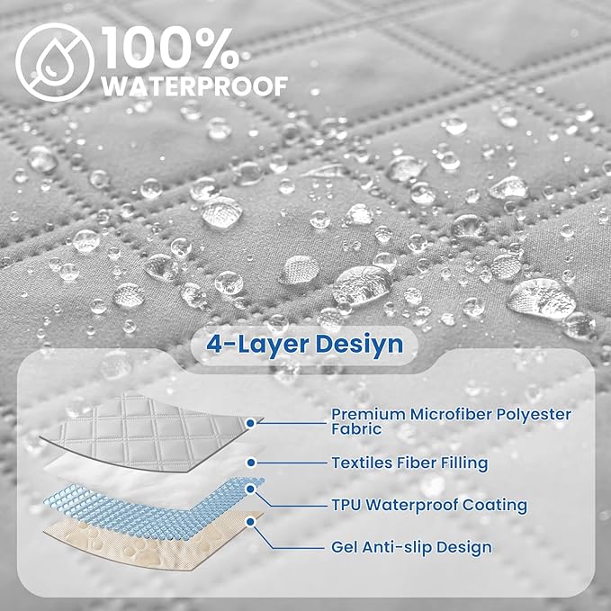 CYCMACO Waterproof Couch Covers for Pets, Waterproof Dog Bed Cover, Anti-Slip Soft Dog Blankets, Couch Cover for Dogs Washable, Pet Blanket for Puppy Large Dogs Cat (68x82 Inch, Light Grey)