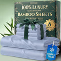 DECOLURE 100% Viscose Derived from Bamboo Sheets Full Size - Luxury 6 Pc Naturally Cooling Sheets, Ultra Soft Bed Set - Deep 17" Pockets, Durable Double Stitching, Oeko Tex Standard (Light Blue)