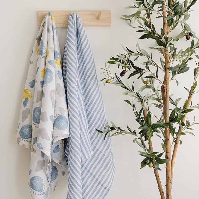 Featherhead™ 100% Cotton Muslin Swaddle Blankets for Baby Boy - Large 47”x 47” - Pre-Washed, Soft, & Breathable - Newborn Essential & Perfect Baby Registry Gift (4 Pack - Blue Foxes)