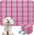 ESGPET Washable Pee Pads for Dogs - 18”x24” 8PCS, Whelping Pad for Puppy Training, Playpen Crate Bed Floor Protector, Reusable Dog Potty Pads Non-Slip, Super Absorbent & Odor Controlling, Pink Plaid