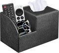 PU Leather Square Tissue Box Cover - Multi-Functional Tissue Box Holder, Tissue Box Cover with Storage,Tissue and Remote Control Holder, Cube Tissue Box Organizer Bedroom Nightstand End Table