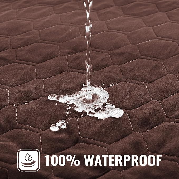 Nanbowang Waterproof Dog Bed Cover Replacement - Washable Pet Hair Easy to Remove, Dog Pillow Quilted for Dogs/Cats, 44x54 Brown
