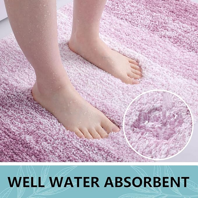 Arotive Microfiber Bathroom Rugs, Shaggy Soft and Absorbent Contour Toilet Rugs, Non-Slip, Thick Plush Machine Washable Dry Bath Mats for Toilet Base, 24x20, Purple, U-Shape