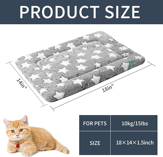 Fogkiss Dog Bed Mat, Reversible Crate Pad & Cute Dog Bed - Machine Washable Kennel Mat with Ultra Soft for Small Dogs & Cats