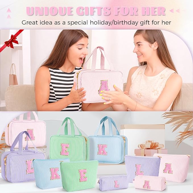 Fystdtote Birthday Gift for Girls Toiletry Bag Makeup Bag Cosmetic Bag Teacher Gifts for 3 4 5 6 7 8 9 10 11 12 13 Year Old Girls - Pink J
