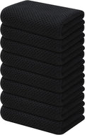 Kitinjoy 100% Cotton Waffle Weave Kitchen Towels, 8-Pack Super Soft and Absorbent Dish Towels for Drying Dishes, Kitchen Hand Towels, 13 in x 28 in, Black
