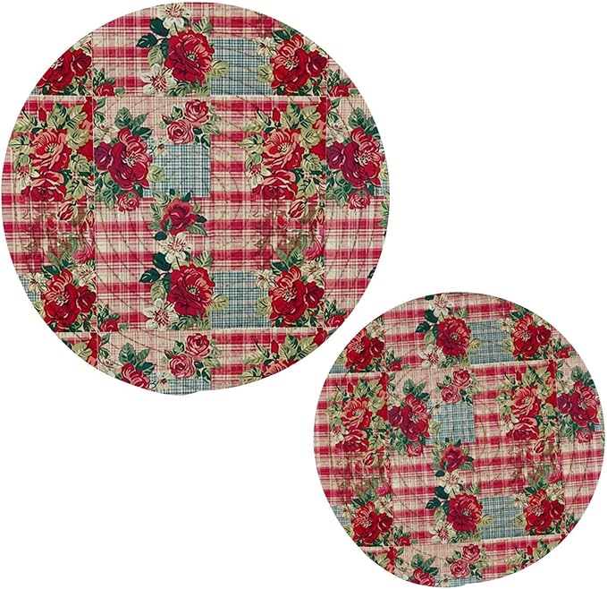 Boccsty Spring Rose Trivets for Hot Pots and Pans Leaves Pot Holders 2PCS Hot Pads Kitchen Pot Holder for Counter Table Countertop Farmhouse
