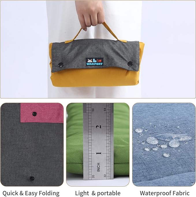 Outdoor Foldable Dog Mat Durable Teflon-Coated Oxford Material Waterproof Thin Dog pad Travel-Friendly Machine Washable Design for Camping/Car (Blue, Large (51.2 * 36.6 * 2 in))