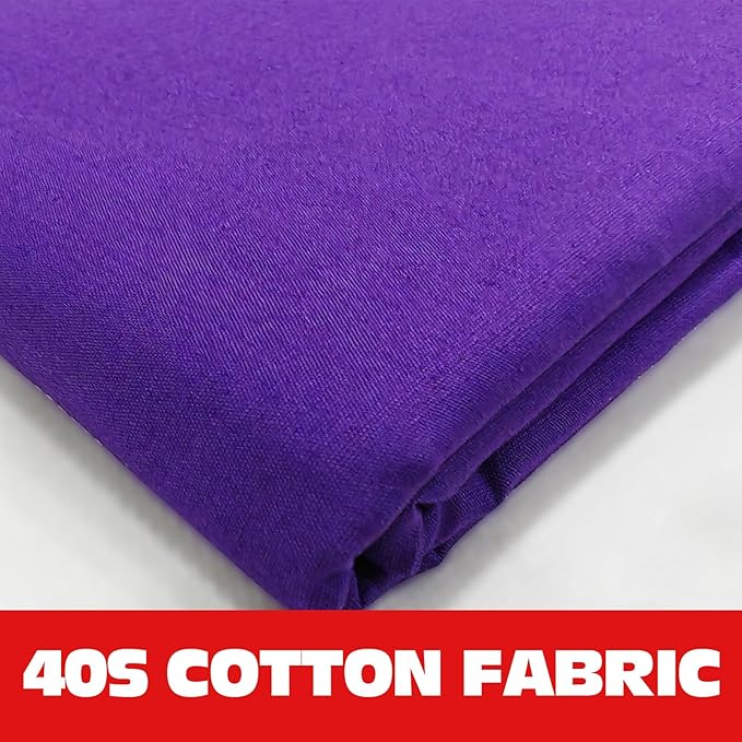 100% Purple Cotton Fabric for Sewing by 3 Yard, 59”Width Quilting Fabric Medium Weight 5.8 oz, Muslin Fabric by The Yard, Embroidery Cloth