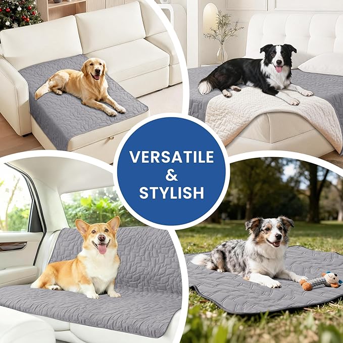 CYCMACO Waterproof Dog Bed Cover, Non-Slip Dog Blanket for Couch, Couch Covers for Dogs Washable, Pet Blanket for Furniture, Pet Bed Mat for Sofa, Car, Pet Supplies (40x50 Inch, Light Grey)