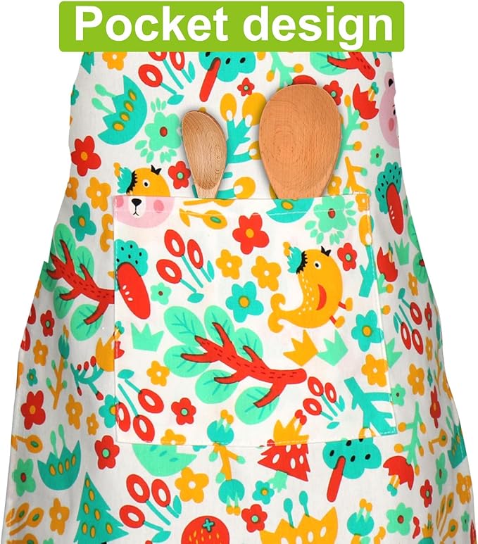 Jennice House Kids Aprons, Cotton Children Aprons with Adjustable Neck Strap Child Chef Aprons