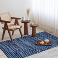 HOMEMONDE Navy Rag Rug 3'x5' Recycled Soft Cotton Chindi Rugs Hand Crafted Reversible Boho Home Decor for Bedroom, Living Room, Kitchen, Entyrway