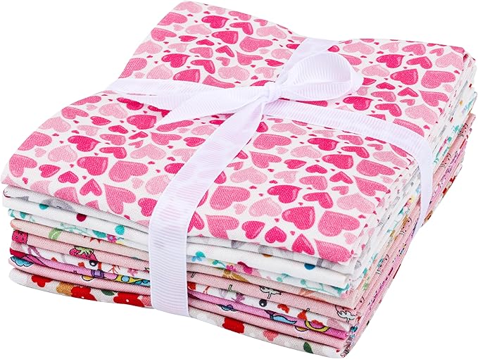 Craftido -25 Options- 100% Cotton Quilting Fabric Bundles 10pcs Fat Quarters 18”x21”-Medium Weight 5.2 oz- Soft Cotton for Quilting, Sewing Project, Patchwork, DIY Crafts - Girls