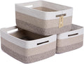 MiniArk Large Storage Baskets for Organizing, Closet Shelf Baskets for Clothes Blanket Towels, Baby Nursery, Toy Bins Box, Woven Rope Basket, 17 x 13 x 7.5”, 3 Packs Gradient Brown