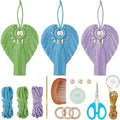 FREEBLOSS 3 Set Colorful Macrame Angel Kit - Angel Hanging Ornament Boho Wall Hanging Decor DIY Kit Gift for Mom Girls
