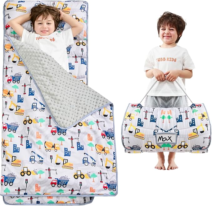 Lasoftan Toddler Nap Mat with Pillow and Blanket, Extra Large Rolled Napping Mats,Slumber Bags for Boys Girls,Kids Sleeping Bag for Daycare, Preschool Travel Camping