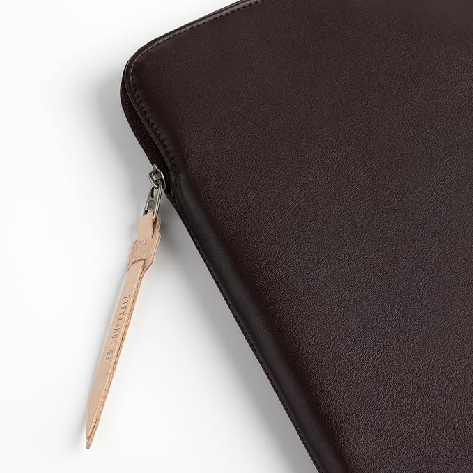 Comfyable Slim Laptop Sleeve Compatible with 13 Inch MacBook Air 13 in M4 M3 M2 M1, 13" MacBook Pro, PU Leather Bag Water-Resistant Cover Case, Chocolate