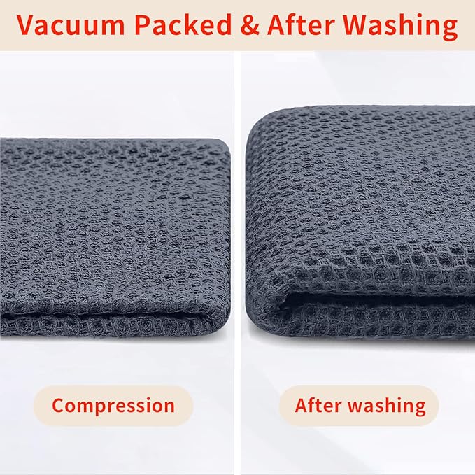 Homaxy 100% Cotton Kitchen Towels and Dishcloths Set, 12 x 12 Inches and 13 x 28 Inches, Set of 8 Bulk Kitchen Towels Set, Ultra Soft Absorbent Dish Cloths for Washing Dishes, Dark Grey