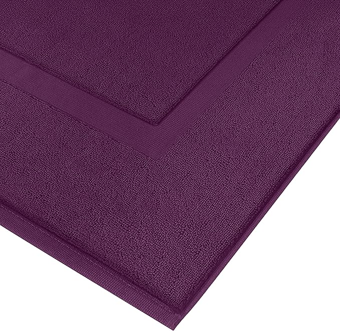 RIVERSIDE Bath Mat Set of 2 - Purple Bath Mats 21x34 Inches, Not a Bathroom Rug, 100% Ring Spun Cotton, Super Soft & Highly Absorbent Bathroom Floor Mats