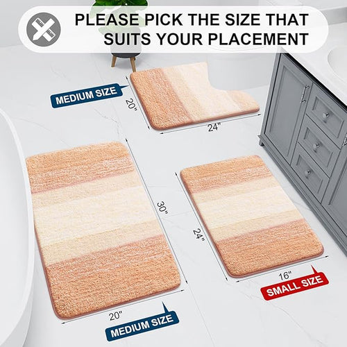 Arotive Microfiber Bathroom Rugs, Shaggy Soft and Absorbent Bath Rug, Non-Slip, Thick Plush Machine Washable Dry Bath Mats for Bathroom, Tub and Shower, 59x24, Peach, Rectangular
