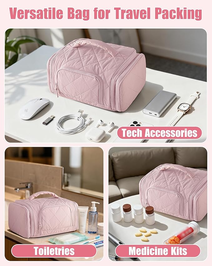 Marscamd Cable Organizer Bag, Travel Cord & Charger Organizer Pouch for Tech Accessories & Electronics, Home Storage, Pink