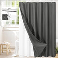 Craidlela 3 in 1 Long Charcoal Grey Shower Curtain Set-72 W x 78 H, Modern Waffle and PEVA Liner Set with 12 Stainless Steel Hooks, Waterproof Fabric for Bathroom