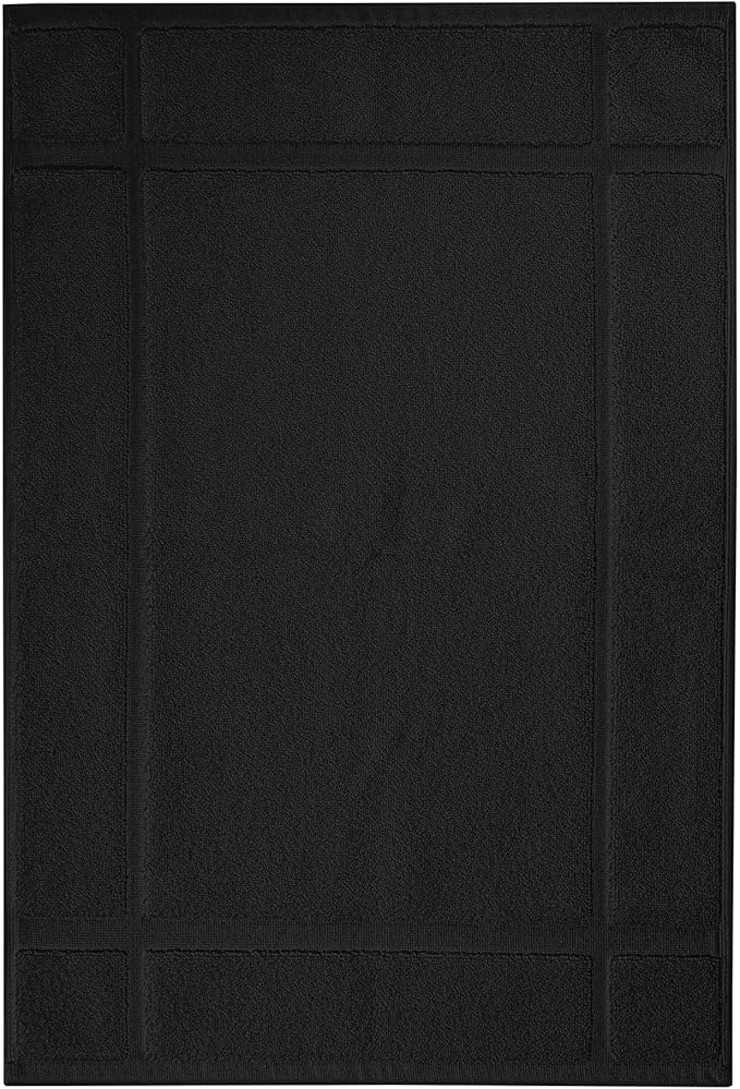Ample Decor Cotton Bath Mats 24 X 17 Inches, 1350 GSM Oeko Tex Certified Solid Construction Thick & Plush, for Bathroom Floor, Shower – Black