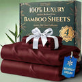 DECOLURE 100% Viscose Derived from Bamboo Sheets Twin Size - Luxury 4 Pc Naturally Cooling Sheets, Ultra Soft Bed Set - Deep 17" Pockets, Durable Double Stitching, Oeko Tex Standard (Burgundy)