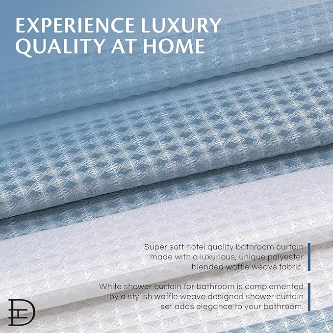 Dainty Home | Aqua Blue Ombre Waffle Weave Shower Curtain - 70" x 72" - Water Resistant Polyester Blend Fabric Shower Curtain - The Best Gradient Design Washable Waffle Shower Curtain