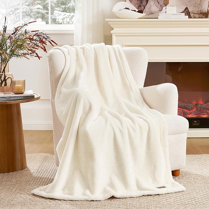COZY KISS Faux Fur Throw Blanket for Couch, Ultra Soft Waterproof Pet Blanket, Cozy Warm Plush Blanket for Sofa Bedroom Living Room, Liquid Pee Proof for Large Dog or Cat, 50x60 inch, Beige