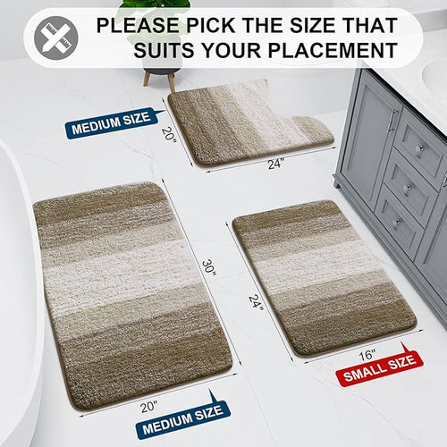 Arotive Microfiber Bathroom Rugs, Shaggy Soft and Absorbent Bath Rug, Non-Slip, Thick Plush Machine Washable Dry Bath Mats for Bathroom, Tub and Shower, 30x20, Coffee, Rectangular