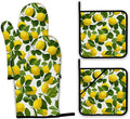 Lemon Oven Mitts and Pot Holders Set,Kitchen Decor Heat Resistant Non Slip Hot Pads and Oven Mitt for Chef Cooking Baking BBQ Mom Girl Gifts(4 Piece Set)
