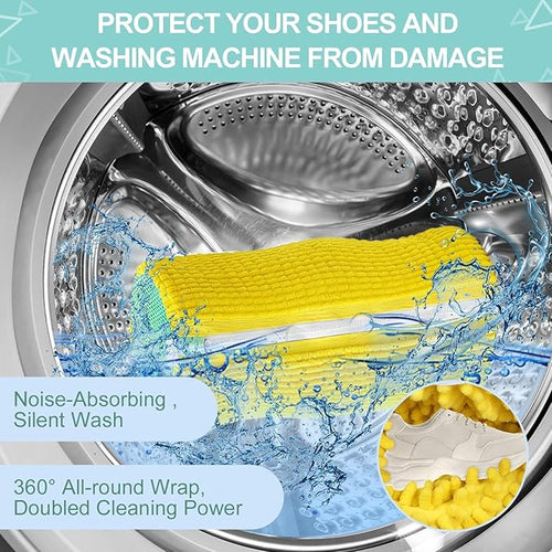 2PCS Shoe Washing Machine Bag, Reusable Shoe Laundry Bags for Sneakers for Washer & Dryer, 360° Shoes Cleaning Bag with Sturdy Zipper - Fits All Shoes Types & Sizes