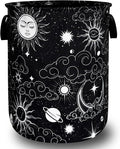Beautiful Clouds Sun Stars Laundry Basket Oxford Cloth Moon Laundry Hamper With Handle Portable Clothes Storage Basket Foldable Funny Laundry Bag 18.9"x16.5" For Laundry Room/Bedroom/Bathrooms